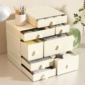 Stackable Flexible Desk Organizer With <b>Drawers</b> Plastic Storage for <b>Makeup</b> and Desktop European Style High Quality - Product Image 1