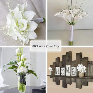 Nouvelles têtes de fleurs artificielles modernes en EVA, blanches, en forme de lys, pour la décoration de plafond de mariage avec cristaux suspendus - Product Image 3