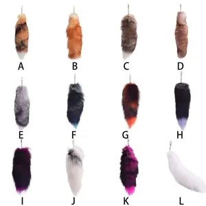 DOULUO Cute Wolf Fox Tail Fur Car Keychains For Women Men Pompom Pendant Key Ring Holder Fluffy Keychain Accessories Gift