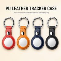 Étui de protection en cuir PU anti-perte avec porte-clés et anneau porte-clés