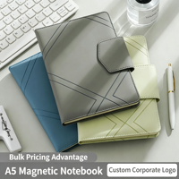 Carnet de notes de bureau A5 en cuir PU avec logo personnalisé, boucle magnétique, impression sérigraphique, design moderne - Cadeau d'affaires
