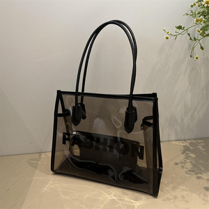Collection d'été, sac fourre-tout transparent en PVC personnalisé avec logo, vente en gros, petit sac de plage, de voyage et de shopping, cadeau pour femmes - Product Image 3