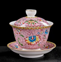 Service à thé traditionnel Gaiwan fait à la main 150ml tasse Gong Fu en porcelaine avec couvercle et soucoupe théière en céramique artisanale