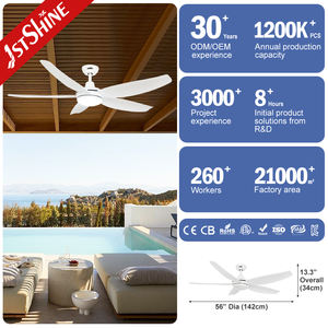 1stshine Ventilateur de Plafond Intérieur Faible <span class=keywords><strong>Bruit</strong></span> Haute Vitesse Plastique Lames Blanches Smart APP Ventilateur de Plafond avec Lumière - Product Image 3