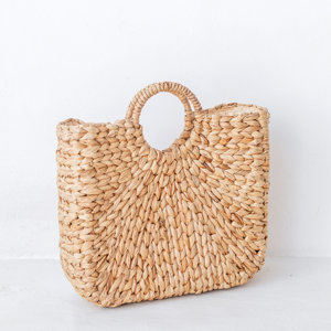 Handmade Water Hyacinth Handbag with Wooden Handle Luxury Woven <b>Straw</b> Tote Sustainable Summer Fashion <b>Bag</b> for Women - Product Image 3