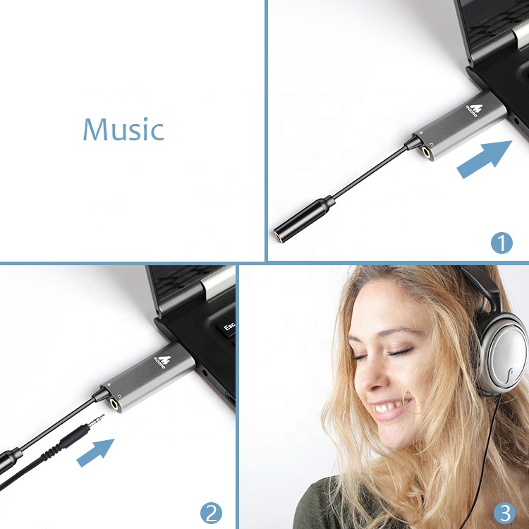MAONO Carte Son Interface Audio Enregistrement Mini Carte Son USB Connecteur 3.5 Micro cravate ou Moniteur Casque