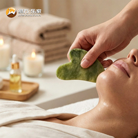 Jiwan Lejia Nouveau Style Vente en Gros Pierre de Massage en Jade Vert Xiuyan, Planche Gua Sha Liftante pour le Visage et le Cou