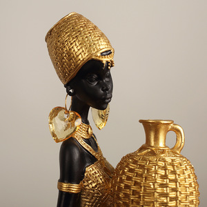 Ornement de femme en résine noire fait main, style Art déco, motif tissé africain, décorations de bureau pour l'artisanat domestique - Product Image 4