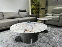 Fabricant de table basse de luxe moderne en pierre super cristalline avec dessus rond en marbre table centrale