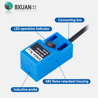 Sonda Inductiva Cuadrada de Montaje Empotrado PNP Normalmente Abierta, Diseño de Tres Cables para Detección de Metales en Maquinaria Industrial