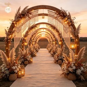 Arco natalizio di lusso in metallo dorato con catena di cristalli e luci LED a filo per decorazioni interne fai-da-te per feste di Natale e laurea - Product Image 1