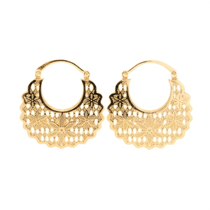 Pendientes de Aro Florales Dorados E4511 para Mujer, de Aleación, Estilo Bohemio, Joyería Colgante de Moda para Fiesta - Product Image 1