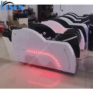 เก้าอี้นวดสระผมไฟฟ้า KISEN รุ่นโมเดิร์น สีขาวดำ แบบเต็มตัว 4D พร้อมอ่างล้างผม - Product Image 5