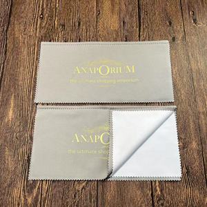 Premium Bleu et Gris Couleur Logo Personnalisé Quatre Couches <span class=keywords><strong>Chamois</strong></span> Microfibre Daim Bijoux Nettoyant Chiffon De Polissage 500 PCS - Product Image 6