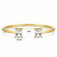 Bracelet fin en fil minimaliste empilable en acier inoxydable, serti de zircone cubique étincelante, réglable, plaqué or 18 carats, vente en gros