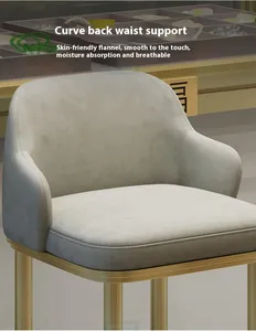 Taburete de mostrador moderno de acero inoxidable, taburete alto con respaldo de cuero para joyería, recepción, gafas, tienda, cajero, silla de Bar DE TRABAJO - Product Image 5