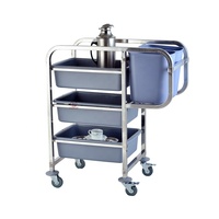 RVS catering hotelkeuken restaurant servies verzamelwagen voedselreiniging 4-wiel transportkar 300kg/m draagvermogen