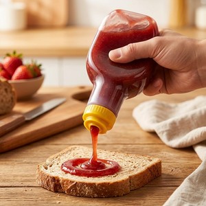 Distributeur <span class=keywords><strong>de</strong></span> condiments translucide <span class=keywords><strong>de</strong></span> qualité alimentaire <span class=keywords><strong>de</strong></span> 280 ml avec bouchon à clapet jaune anti-fuite pour confiture et miel <span class=keywords><strong>de</strong></span> 9,3 oz - Product Image 3