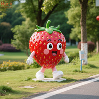 Statue de fraise de fruit en résine de fibre de verre géante moderne d'art personnalisée