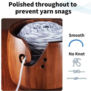 Bol à fil en bois rond en bois massif 18L pour le rangement des travaux de tricot, de crochet et d'artisanat - Product Image 5
