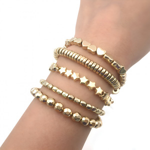 Gold 8-Piece Spacer <b>Bead</b> <b>Set</b> Mixed Shapes Zinc Alloy Plated For Bracelet Making DIY Jewelry Accessories - Product Image 4