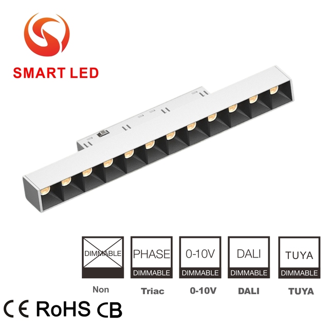 Straight 20mm Dimmable Magnetic COB LED Track Light System 48V Track Grille Spot Light 6W 12W 24W 30W 60W Linear