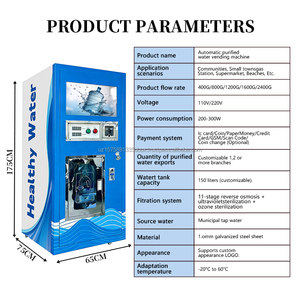Precio de fabricante: Purificador de agua comercial de ósmosis inversa (RO) de 800 galones, operado con monedas, dispensador de agua totalmente automático - Product Image 2