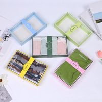 Boîtes cadeaux auto-érectiles en carton avec fenêtre transparente, emballage verni recyclable pour chaussettes de bébé, leggings, sous-vêtements, serviettes