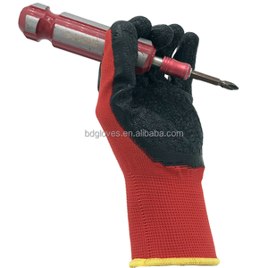 Vente chaude de gants de travail en latex enduits de latex tactile à la main multi flex rouge et noir bonne adhérence - Product Image 5