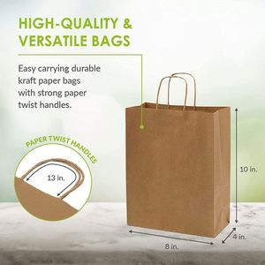 Bolsas de Papel con Asas, Pequeñas, de Kraft, para Regalos, Compras, Boutiques, Tiendas Minoristas, Cumpleaños, Joyería - Product Image 4