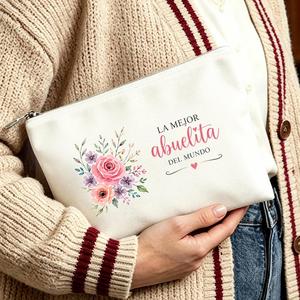 Bolsa de cosméticos en español adecuada para mujeres, bolsa de maquillaje con cierre de cremallera, artículos de tocador compactos, regalo para mamá e hijas - Product Image 5