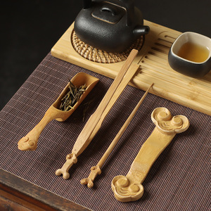 Bamboo Carved Ruyi <b>Tea</b> Ceremony Six Gentlemen <b>Set</b>: <b>Tea</b> Scoop, <b>Tea</b> Shovel, <b>Tea</b> Needle, <b>Tea</b> Clips, Four-Piece <b>Tea</b> <b>Set</b> Accessories - Product Image 1