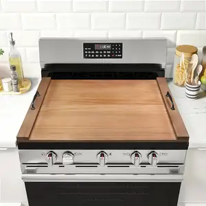 Gas Stove Electric Stove Top Cover With Handle, Rectangular Boiler Lid With Wood Panel (Pine)