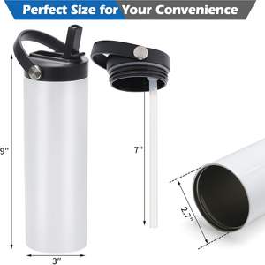 Lot de 25 bouteilles d'eau de sport en acier inoxydable à triple isolation de 20oz, ensemble de gobelets à sublimation avec couvercle en paille et tasse vierge pour conception personnalisée - Product Image 5