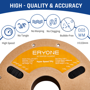 Filament flexible en <span class=keywords><strong>TPU</strong></span> haute vitesse <span class=keywords><strong>ERYONE</strong></span> 1kg couleur noire 1.75mm 95A dureté Shore 300 mm/s vitesse d'impression approvisionnement d'usine - Product Image 5