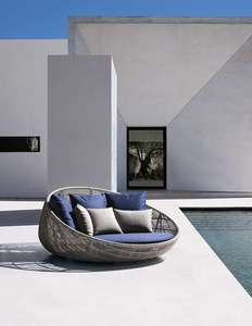 New Garden Round <strong>Daybed</strong> Aluminum Rattan <strong>Outdoor</strong> Sun Lounger Patio Garden Rattan Day Bed <strong>With</strong> <strong>Canopy</strong> - Product Image 4