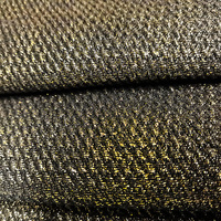 Tissu uni brillant antistatique en polyester tricoté 100 % noir avec feuille d'or scintillante, idéal pour les vêtements de filles - Vente chaude