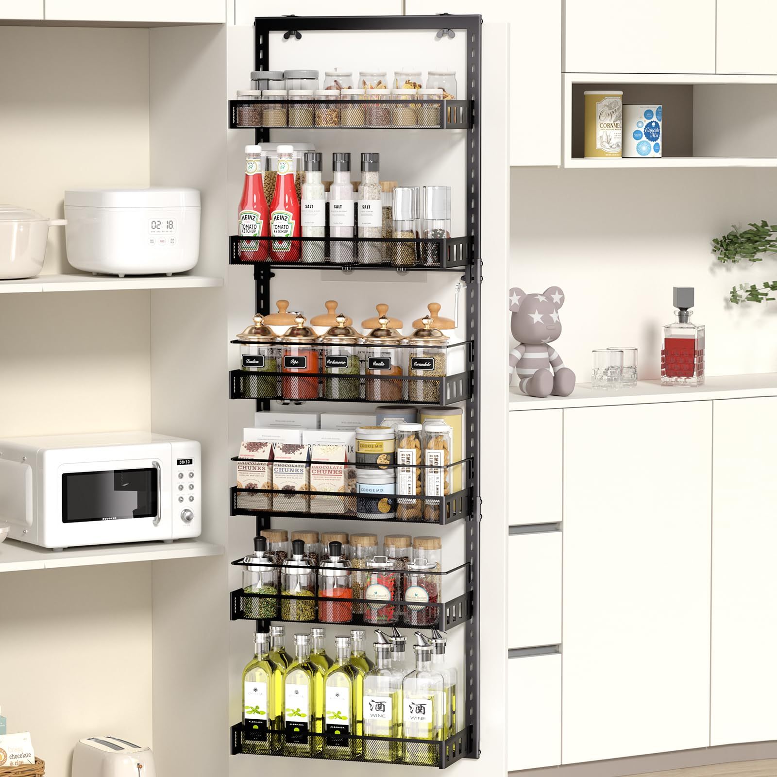 Over the Door Pantry Organizer Wall Mounted Layer Spice Rack Metal ...