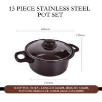 Vente en Gros d'Usine Ensemble de 13 Pièces Ustensiles de Cuisine en Fonte Noire Antiadhésive avec Casseroles Poêles Couvercles en Métal