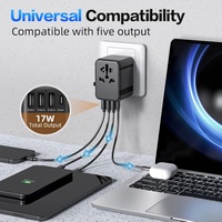 Worldplug Convertidor de Enchufe Internacional Adaptador de Viaje Mundial Cargador Universal Adaptador de Enchufe con 3 Puertos USB y Tipo C