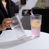Verre à café américain à rayures verticales, verre à glace, verre à latte, verre à jus, verre à vin, verre à eau, pour la maison