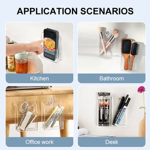 <span class=keywords><strong>2</strong></span> отсека акриловый держатель пульта дистанционного управления для телевизора акриловая настенная полка на заказ акриловый настенный держатель для телефона - Product Image 4