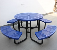 Guangzhou Gavin table de pique-nique ronde en acier métallique étanche, banc, mobilier d'extérieur moderne