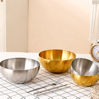 Grand saladier en acier inoxydable brossé, style coréen, pour nouilles froides, ramen, bibimbap, idéal pour la cuisine domestique