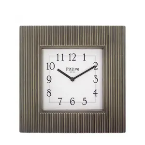 Jam dinding kotak sublimasi OEM sederhana 10 inci desain unik ruang kopi Logo kustom jam dinding persegi antik