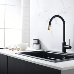 Robinet de cuisine moderne flexible à douchette extractible en laiton, monocommande, à poser sur comptoir, garantie 5 ans, certifié NSF Koala - Product Image 1