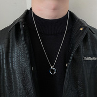 Nouveau Designer Punk Titane Acier Coloré Cercle Collier Or Noir Plaqué Triple Anneaux De Verrouillage Colliers Pour Hommes Femmes