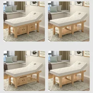 Hot Selling Beauty Facial Salon Shop Furniture Tables Traditional High Quality Wooden Comfortable Spa Beauty Cheap Massage Bed