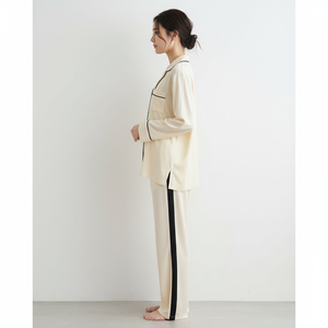 <span class=keywords><strong>Pyjama</strong></span> pour femmes 100% coton Ensemble en satin crème Chemise à manches longues Pantalon Ensemble assorti pour couple Vêtements de <span class=keywords><strong>d</strong></span>étente pour la maison <span class=keywords><strong>Pyjama</strong></span> en satin pour femmes - Product Image 4