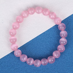 Doğal kedi gözü taş bilezik 6/8/10mm dairesel renkli moda opal bilezik erkek ve kadın takı - Product Image 4